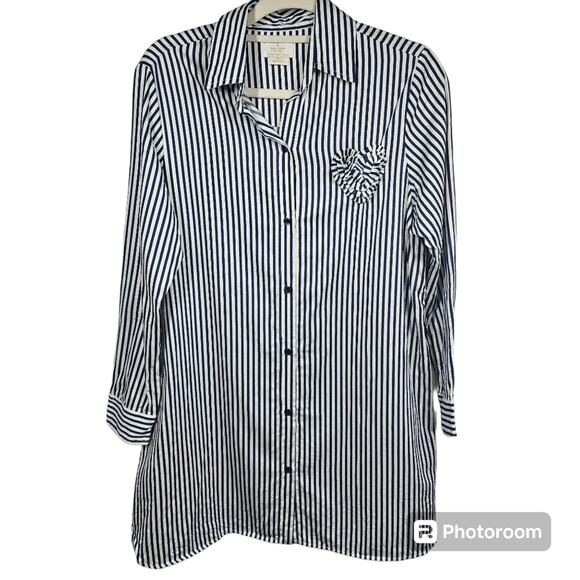 Kate Spade Pinstriped Heart Pocket Sleep Shirt Women's Size S - Picture 4 of 10